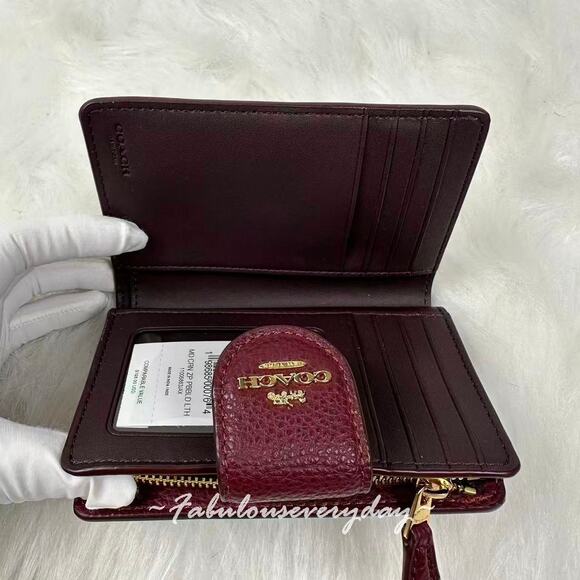 Coach Medium Corner Zip Wallet In Leather/Dark Wine CBO41 NWT - Picture 5 of 6